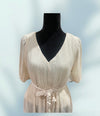 CREAM WHITE DRESS WITH CENTEPEDE BELT