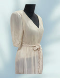 CREAM WHITE DRESS WITH CENTEPEDE BELT