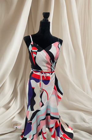 MULTICOLORED PRINTED LONG DRESS