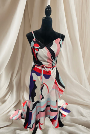 MULTICOLORED PRINTED LONG DRESS