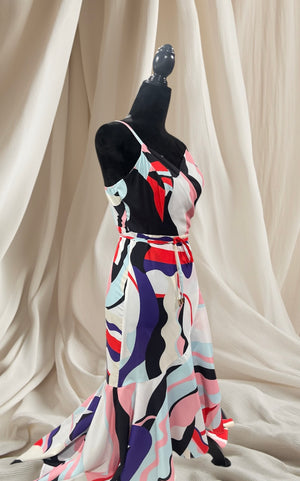 MULTICOLORED PRINTED LONG DRESS