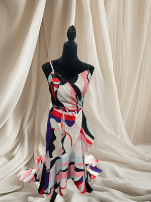 MULTICOLORED PRINTED LONG DRESS