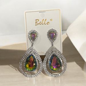 Tear drop with emerald  stone earring