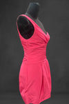 One shoulder Fuscha pink knee length dress