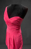One shoulder Fuscha pink knee length dress