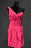 One shoulder Fuscha pink knee length dress