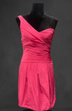 One shoulder Fuscha pink knee length dress