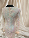 Baby Pink beaded sequined Long sleeve dress