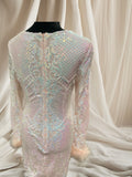 Baby Pink beaded sequined Long sleeve dress