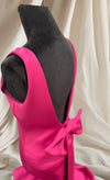 ROSE RED BACKLESS LONG GOWN WITH BACK RIBBON