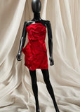 Rose red flower mini tube dress