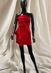 Rose red flower mini tube dress