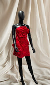 Rose red flower mini tube dress