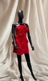 Rose red flower mini tube dress
