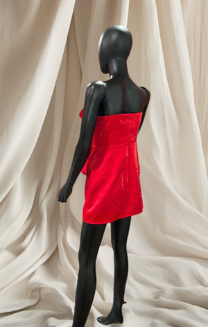 Rose red flower mini tube dress