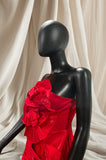 Rose red flower mini tube dress