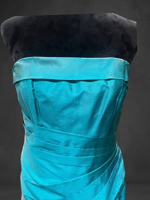 Teal Blue strapless tube dress