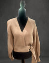Cable knit Brown Long sleeve V neck sweater