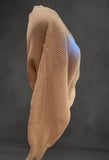 Cable knit Brown Long sleeve V neck sweater