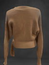 Cable knit Brown Long sleeve V neck sweater