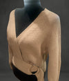 Cable knit Brown Long sleeve V neck sweater