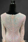 Baby Pink beaded sequined Long sleeve dress