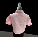 Pink polo eye let crop top with faux diamond accent
