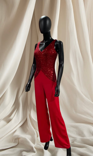 Sequined red romper