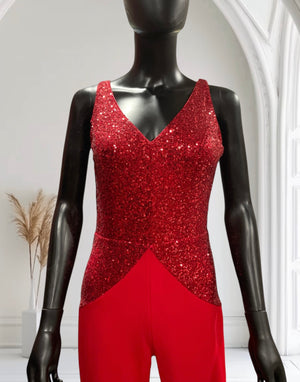 Sequined red romper