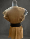 Eyelet Printed Shirt Blouse with eyelet ruffle sleeve top