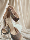 Silver Bead Ankle Strapped Pageant Shoes