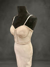 Bodycon sleeveless cream dress with silver stones
