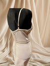 Bodycon sleeveless cream dress with silver stones