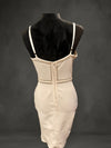 Bodycon sleeveless cream dress with silver stones