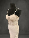 Bodycon sleeveless cream dress with silver stones